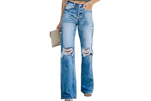 Sidefeel Women's High Waisted Wide Leg Jeans Straight Leg Denim Pants