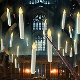 Homemory Hanging Floating Candles with Wand Remote and String, Flying Flameless LED Taper Candles Warm White Light, Battery Operated Window Candles with Wand for Halloween Christmas Party, 12 Pcs