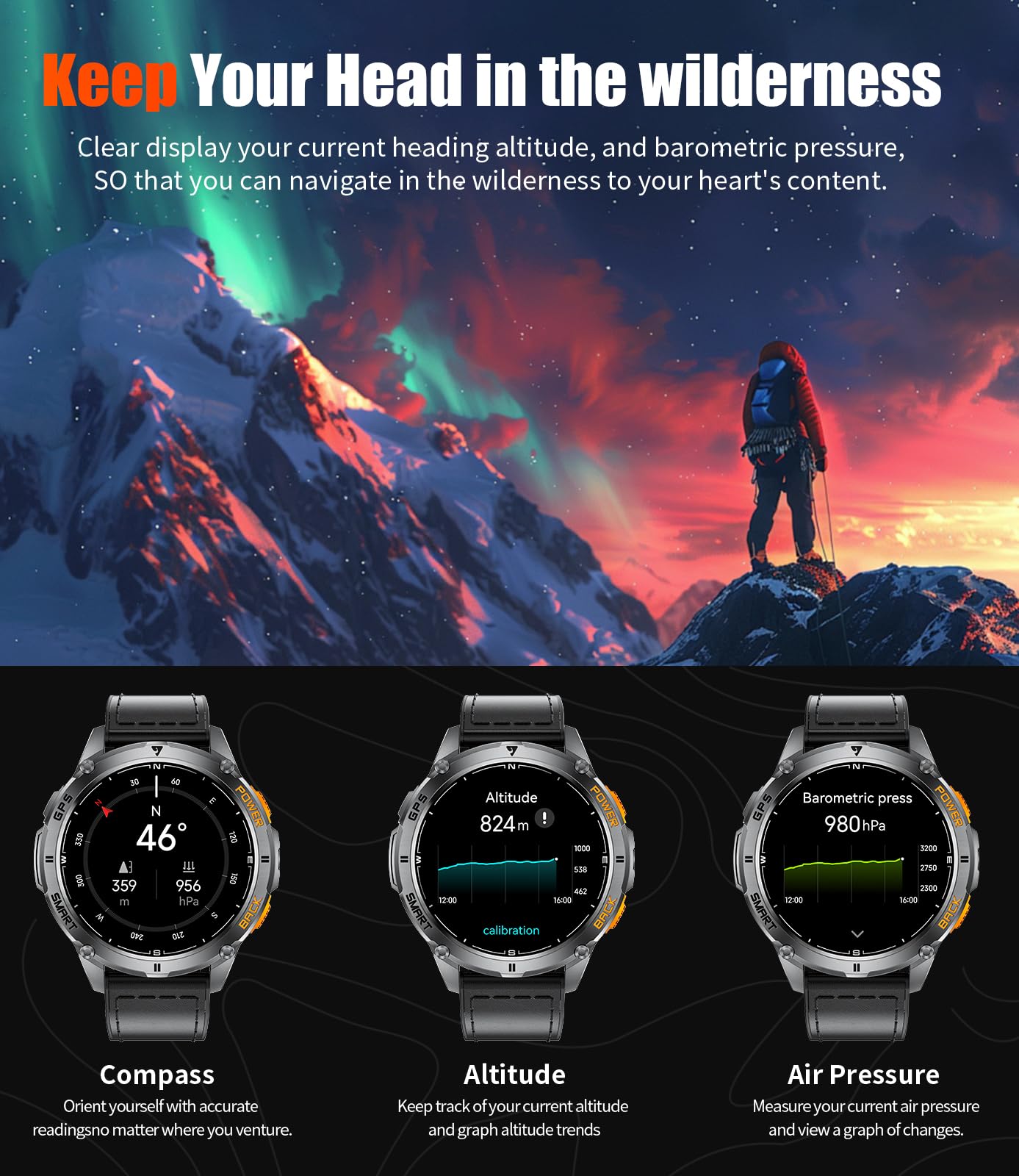 LIGE GPS Military Smart Watch for Men with Make/Answer Call, 1.43