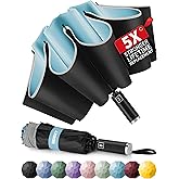 Seniny Inverted Travel Umbrella, Automatic Umbrellas for Rain, Windproof Compact Umbrella with Reflective Stripe, Folding UV Umbrella Sun Umbrella, Portable Large Umbrella for Backpack, Lightweight