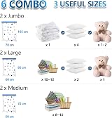 UOUNE Vacuum Storage Bags 6 Combo 2 Jumbo 2 Large 2 Medium Airtight Valve view 2