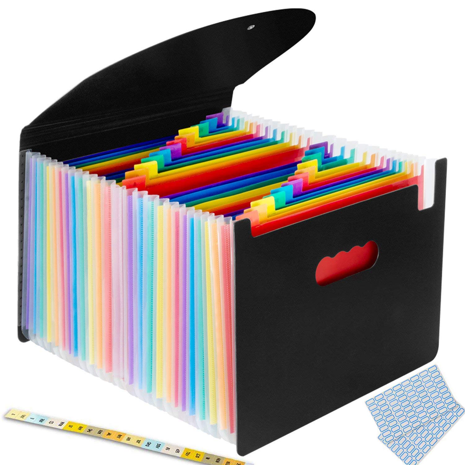 Expanding File Folder, KEYMEN 24 Pockets MultiColor Accordion A4