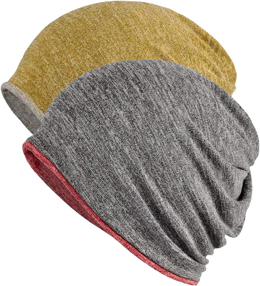 2 Pack Multifunction Slouchy Beanie for Jogging, Cycling