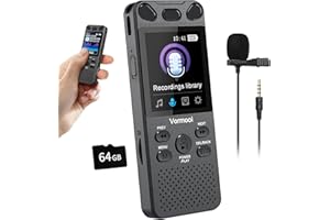 92GB Digital Voice Recorder with Playback - 110 Hours Ultra-Long Continuous Recording, Vormooi 1536Kbps Voice Activated Audio