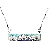 Lauren-Spencer Gemstone Mountain Necklace for Women White Howlite Turquoise Tumbled Chips Pendant Necklace Dainty Mountain Range Necklaces for Women Nature Jewelry Gift