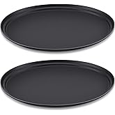 FillTouch 2 Pcs Restaurant Serving Trays PP Plastic Non Slip Rubber Lined Large Oval Tray for Kitchen Dining Room Cafeterias Fast Food Service (24 x 29 Inch,Black)