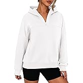 PRETTYGARDEN Womens Hoodies Cropped Fleece Sweatshirts 2025 Fall Fashion Quarter Zip Pullover Long Sleeve Tops Winter Clothes