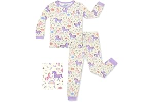 babee Reshinee Bamboo Viscose Toddler Girls Kids Pajamas Unicorn Mermaid Pjs Long Sleeve Snug fit 12M-8Y 2pcs Soft Jammies