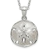 Charm America - Silver Sand Dollar Necklace- 925 Sterling Silver- Silver Adjustable Necklace 16"-18"