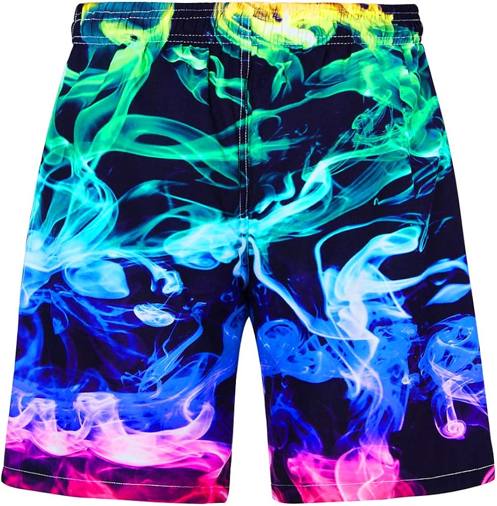 uideazone Boys Teens Swim Trunks Quick Dry Waterproof Surfing Board Shorts Drawstring Elastic Waist with Mesh Lining 5-14T: Clothing