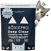 Boxie Probiotic Clumping Cat Litter 40+ Day Odor Control Dust Free 16 lb | Hard Flat Top clumps stay on top for fast scooping and less scrubbing; no added fragrance, fillers, or harsh chemicals