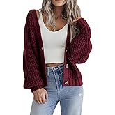 Zeagoo Women's 2026 Fall Chunky Knit Cardigans Open Front Long Sleeve V Neck Button Loose Cardigan Sweaters
