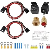 LSSYEUX Dual Electric Radiator Fan Relay Kit 12V 40AMP Fan Controller Kit | Electric Cooling Fan Wiring Kit Thermostat Switch, 185 on 175 off
