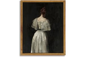 InSimSea Framed Canvas Prints Art Vintage Decor, Home Decor Seventeenth Century Lady by William Merritt Chase Classical Painting Canvas Prints Wall Decor for Bedroom Bathroom Decor Wall Art, 8"x10"