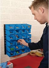 Draper 06797 Storage Bin Set 24 Pieces Blue Large Workshop Garage Organiser view 2