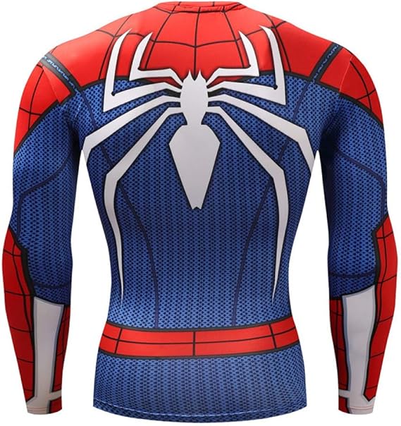 JUFENG Camicie A Compressione Uomo Manica Lunga Spiderman 3D Stampate Magliette Uomo 2018 Nuove Magliette per Uomo Costume Cosplay Abbigliamento,A-S