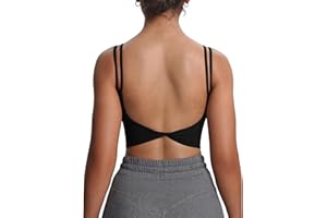 Aoxjox Women's Workout Sports Bras Fitness Yoga Crop Tank Twist Back Cami