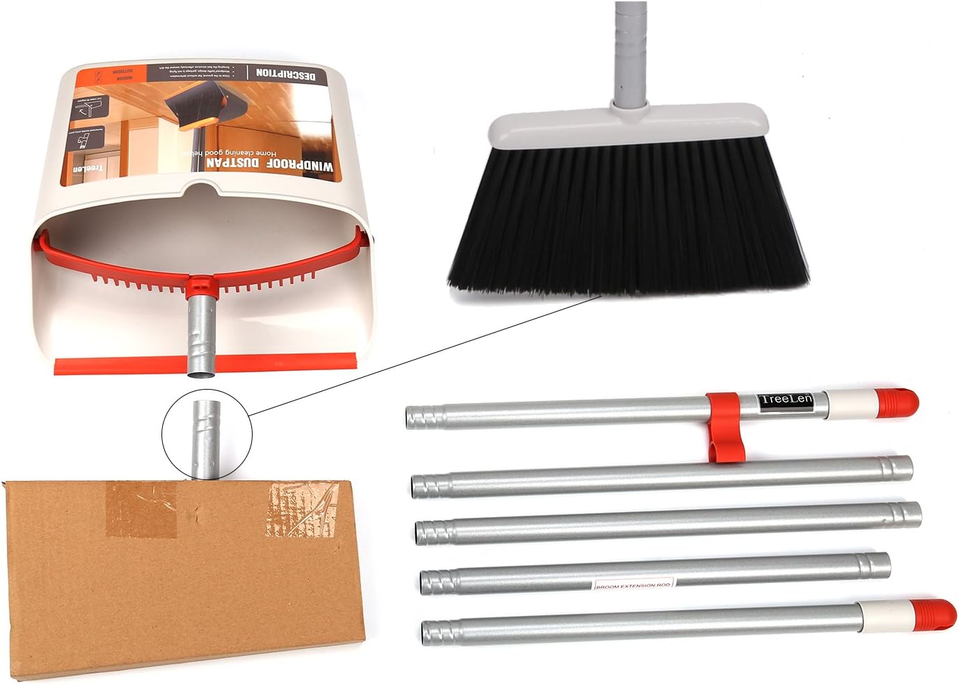 Broom and Dustpan for Home/Broom with Dustpan Combo Set/Dust Pan with Long Handle for Kitchen Room Office Lobby Floor Use Upright Standing Dustpan Indoor Broom Set: Home & Kitchen