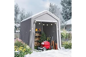 Quictent Heavy Duty 6x8FT Carport Shelter with Roll-Up Mesh Windows & Reinforced Frame, Portable Garage Canopy for Motorcycle Storage, Outdoor Equipment, Patio Furniture Cover - Silver Gray