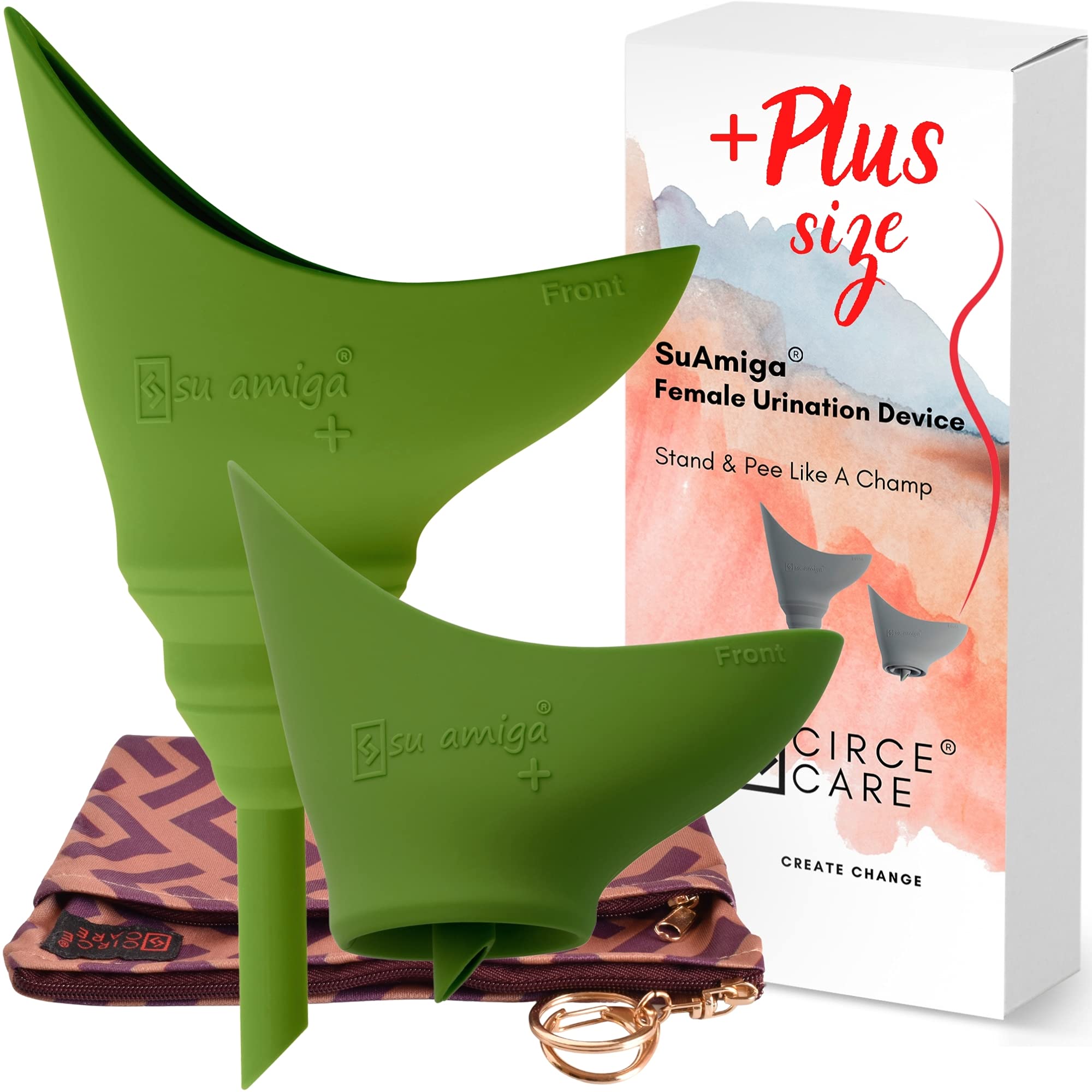 CIRCE CARE 2nd Gen SuAmiga Collapsible Female Urination Device Upgraded (Firm Top for Better Seal); Large Women Pee Funnel with Waterproof Bag; Portable Female Urinal to Pee Standing Up (Plus size)