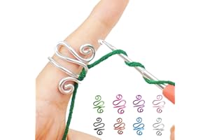 MORYCRAFT Crochet Tension Ring For Finger, Left & Right Handed Yarn Ring, Birthday Crochet Gifts For Crocheters, Knitters, Mother's Day Gifts For Mom, Grandma (Size 7-10, Silver)