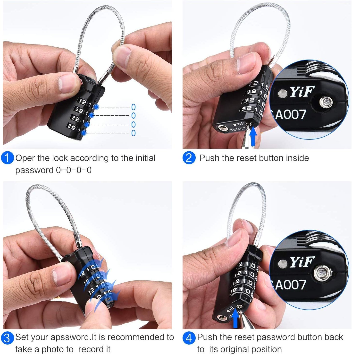  | Tzowla TSA Luggage Backpack Locks, [Upgraded Version][2 Pack] Red-Dot Function 4-Digit Security Travel Lock Combination Padlocks 14cm Flexible Cable Lock for Travel Suitcase Bag Dufflel etc.(Black) | Luggage Locks