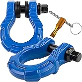 GearAmerica UBER Shackles with Anti-Theft Lock - 80,000 Lbs (40 T) Strength - Connect Tow Strap or Winch Line for Off-Road Recovery, Towing D-Rings and Uber Lock Security Pin - (Blue, 2 Pack)