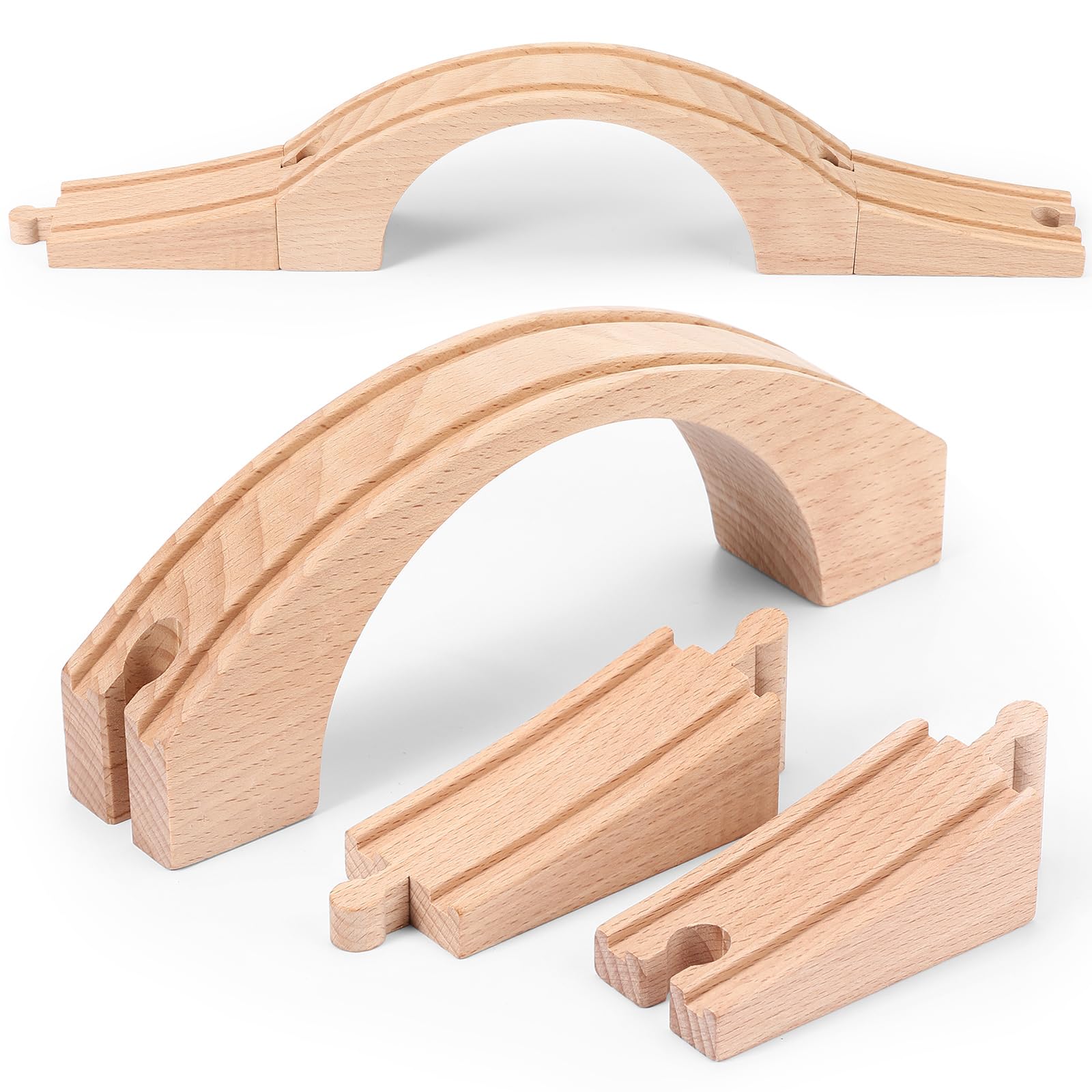 Photo 1 of Kigley Wood Train Track Expansion Wooden Train Track Accessories Wooden Bridge for Most Major Toy Railway