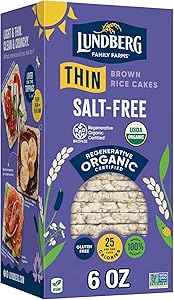 Lundberg Organic Thin Stackers, Salt-Free, 6oz, Gluten-Free, Vegan, Kosher, USDA Certified Organic, Non-GMO Verified, Whole G