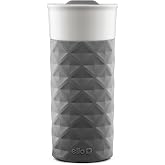 Ello Ogden Ceramic Travel Mug with Splash-Resistant Slider Lid and Protective Silicone Boot, Perfect for Coffee or Tea, BPA Free, Dishwasher Safe, Gray, 16 oz, 758-0438-040