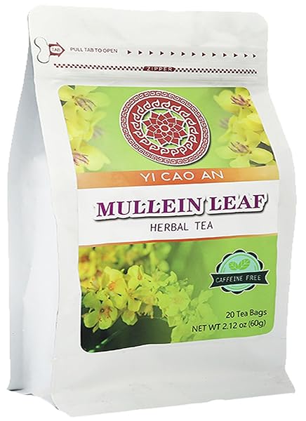 MULLEIN LEAF TEAS BAGS – SOOTHING FOR COUGH RELIEF & RESPIRATORY SUPPORT YI CAO AN HERBAL TEA, CAFFEINE-FREE 20 TEABAGS (2.12OZ/60G)