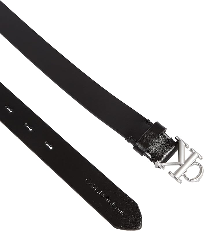 Damen Gürtel Mono Plaque Belt 30mm aus Leder, Schwarz (Black), 80 cm