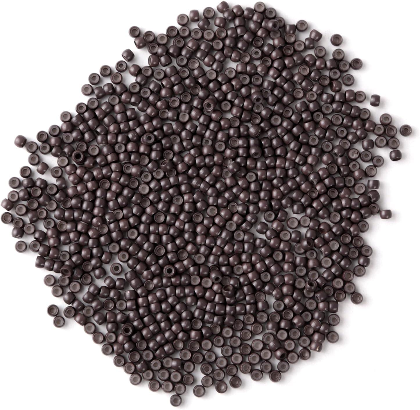 Vlasy Silicone Lined Nano Rings Beads for Nano Tip Hair Extensions Micro Nano Beads (400pcs, Brown) — image 1