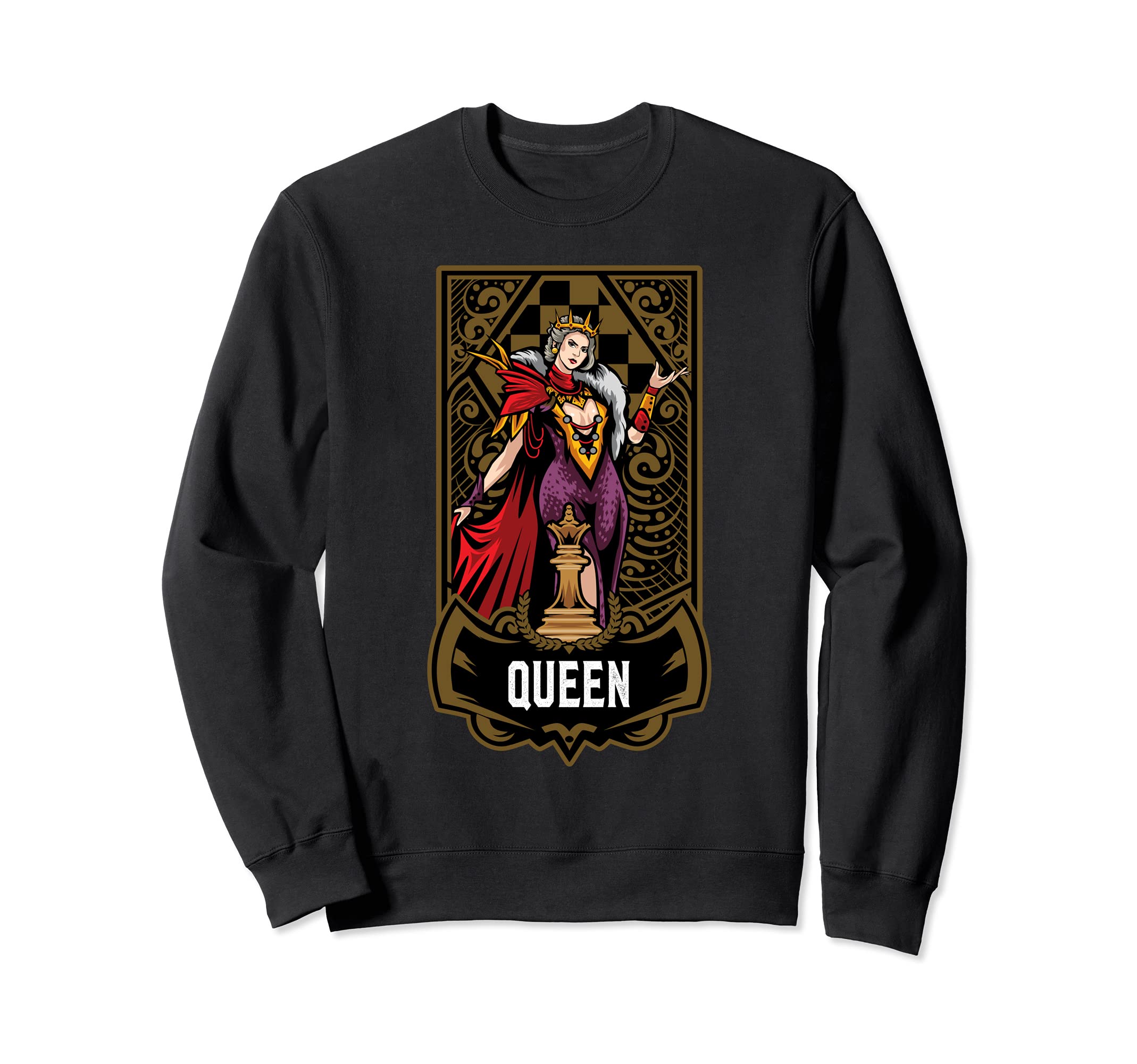 Queen Chess Game Piece Chess Club Players Gambit Red Team Sweatshirt
