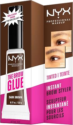 NYX PROFESSlONAL MAKEUP Augenbrauengel für einen Lifting-Effekt, Professional Brow Glue, Instant Styler, Für Augenbrauen wie laminiert, Dark Brown