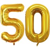GOER Number 50 Balloons for 50th Birthday Party Decorations,42 Inch Jumbo Foil Helium Balloons for 50th Anniversary (Gold)
