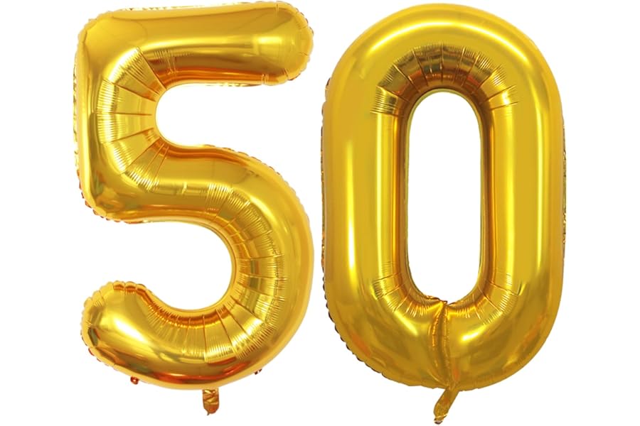 GOER Number 50 Balloons for 50th Birthday Party Decorations,42 Inch Jumbo Foil Helium Balloons for 50th Anniversary (Gold)