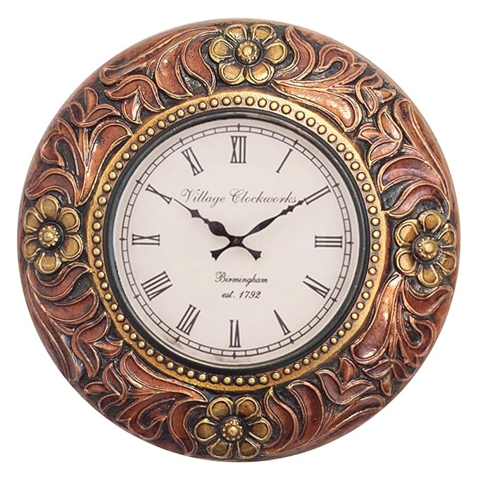 Buy RoyalsCart Handcrafted Wooden Analog Wall Clock, Multi Online at