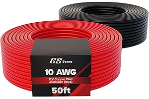 GS Power 100ft CCA 10 Gauge Wire Automotive, Red and Black-50ft per Roll, 10 AWG 12v, Flexible Speaker Electrical Wire Low Voltage Primary for Car Stereo Audio Trailer Harness Hookup Wiring DIY