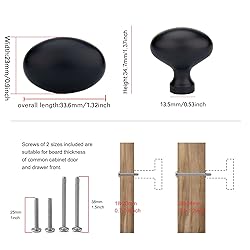 TUNNY 10 Pack Oval Ellipse Single Hole Cabinet Knob