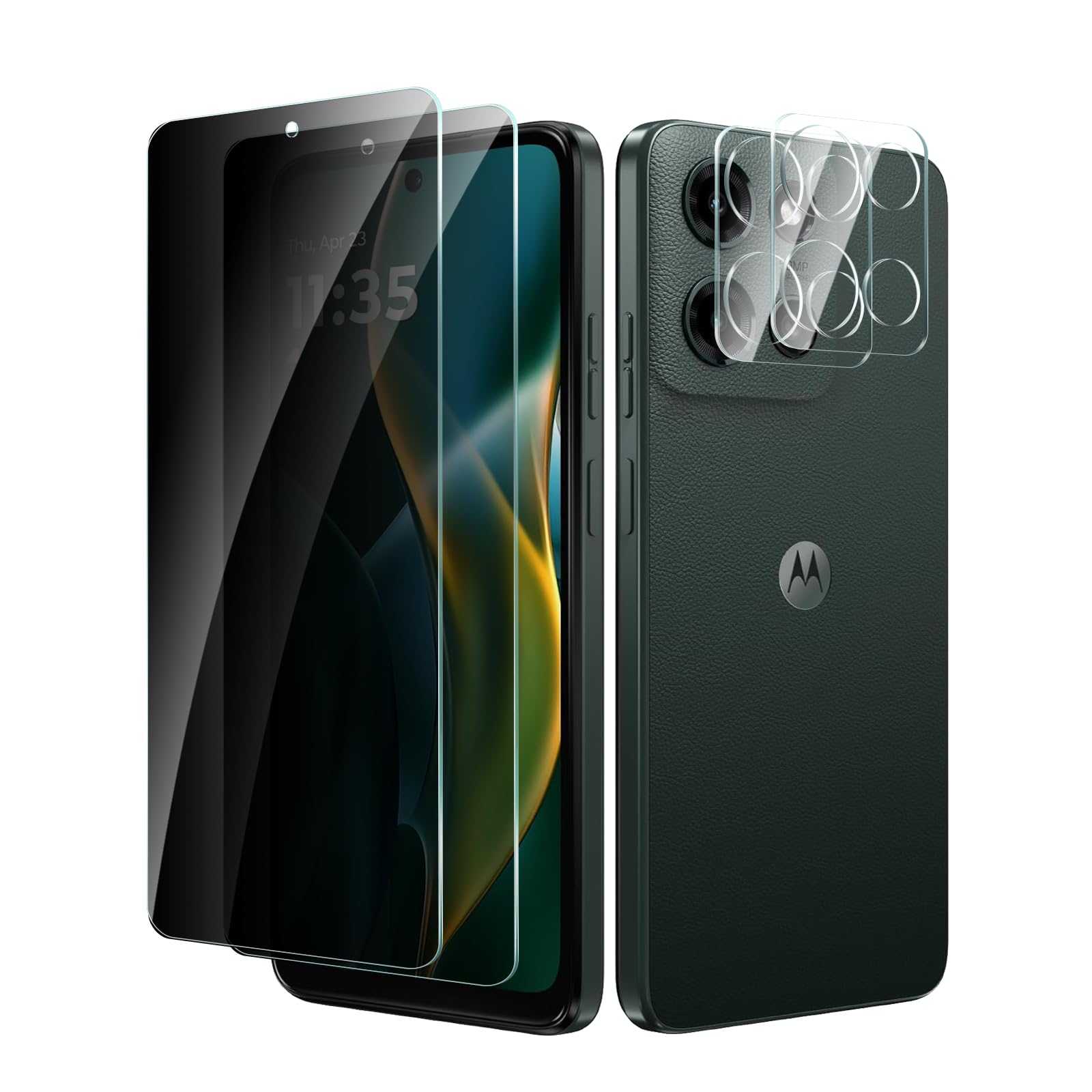 CYYAGE 2+2 Pack for Motorola Moto G 5G 2025 Privacy Screen Protector with Camera Lens Protector, Anti Spy Tempered Glass Protection Film 9H Hardness, Scratch Resistant, Case Friendly