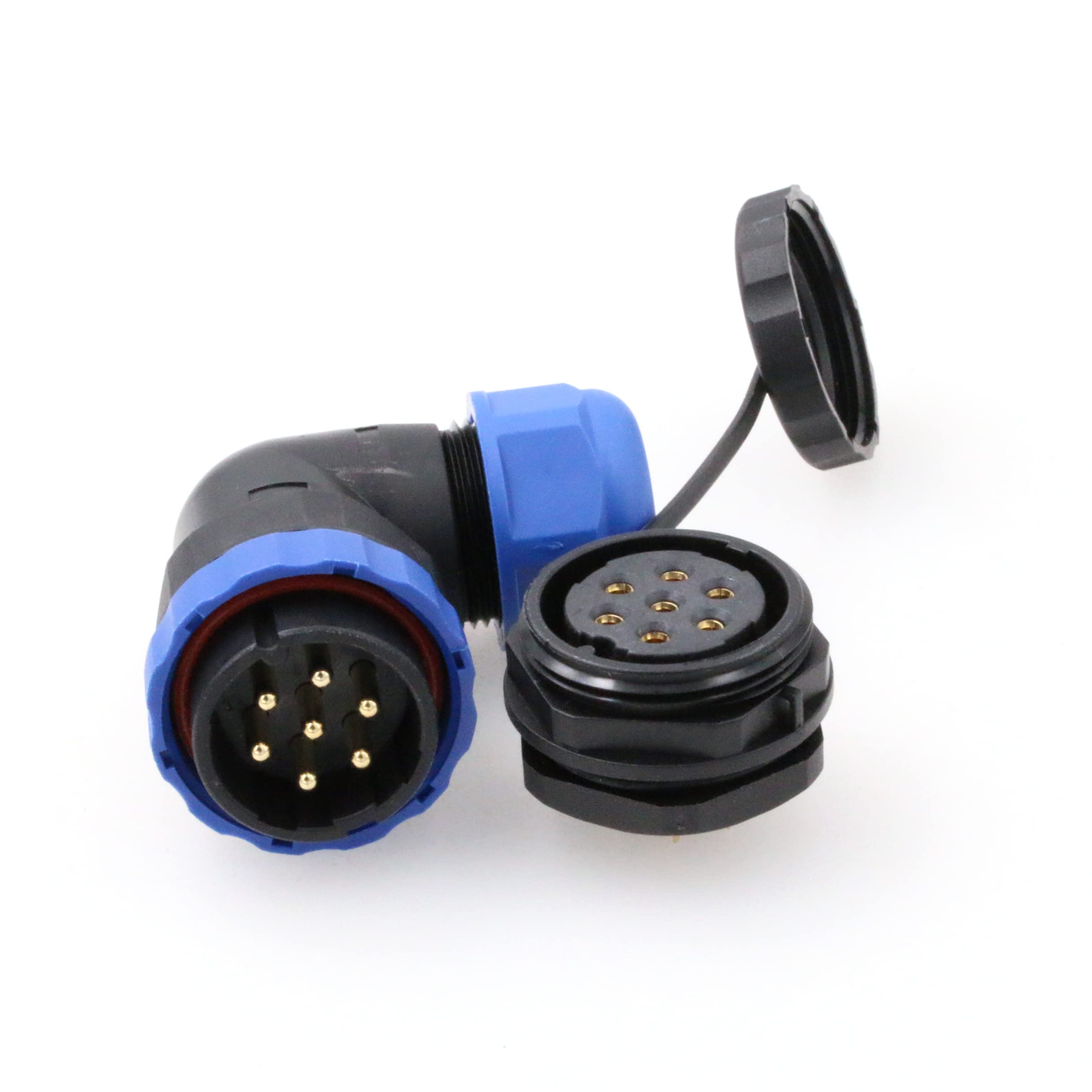 Eonvic SD28 7 Pin Right Angle IP68 Waterproof Elbow Connector Plug and Socket Panel Mount Connectors