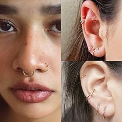 20G 18G 16G Titanium Nose Ring Hoop, Cartilage Hoop