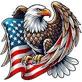 2 PCS American Eagle Flag Vinyl Decals - Waterproof Removable Stickers for Car, Truck, Motorcycle, Laptop, Bumper- Patriotic Flag Sticker (Z038)