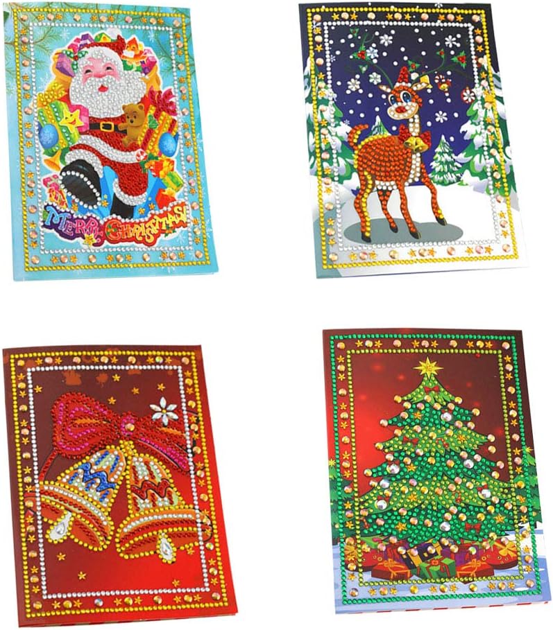 Download Amazon Com Bestoyard 4pcs Diy Christmas Crafts 5d Diamond Painting Kits Christmas Greeting Card Handmade Party Favors Santa Claus Reindeer Christmas Tree Bell Home Kitchen PSD Mockup Templates