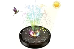 E-SHIDAI Solar Fountain, Solar Powered Bird Bath Fountain Pump with 8Nozzles Fountain Pump Outdoor Pump for Pond,Garden, Pool, Fish Tank with seven lights Free Standing Floating Solar Powered Water