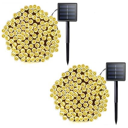 Lalapao 2 Pack Solar String Lights 72ft 22m 200 Led 8 Modes Solar