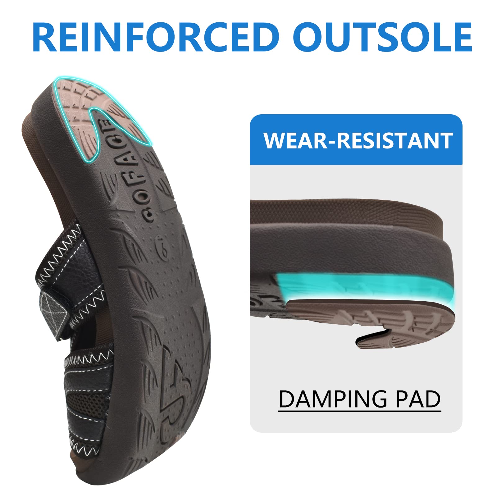 COFACE Herren Sport Recovery Sandalen Plantar Fasciitis weiche Polsterung leichtes Gewicht Bogen Unterstützung orthopädische Badelatschen für Männer Braun Größe 43 6