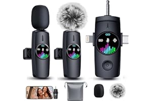 LID LIRDDY 3-in-1 Mini Microphone for iPhone/Android Pro Wireless Mic - Lavalier Microphone for Content Creators - 20H Battery & 80ft Noise Cancel for Live Singing