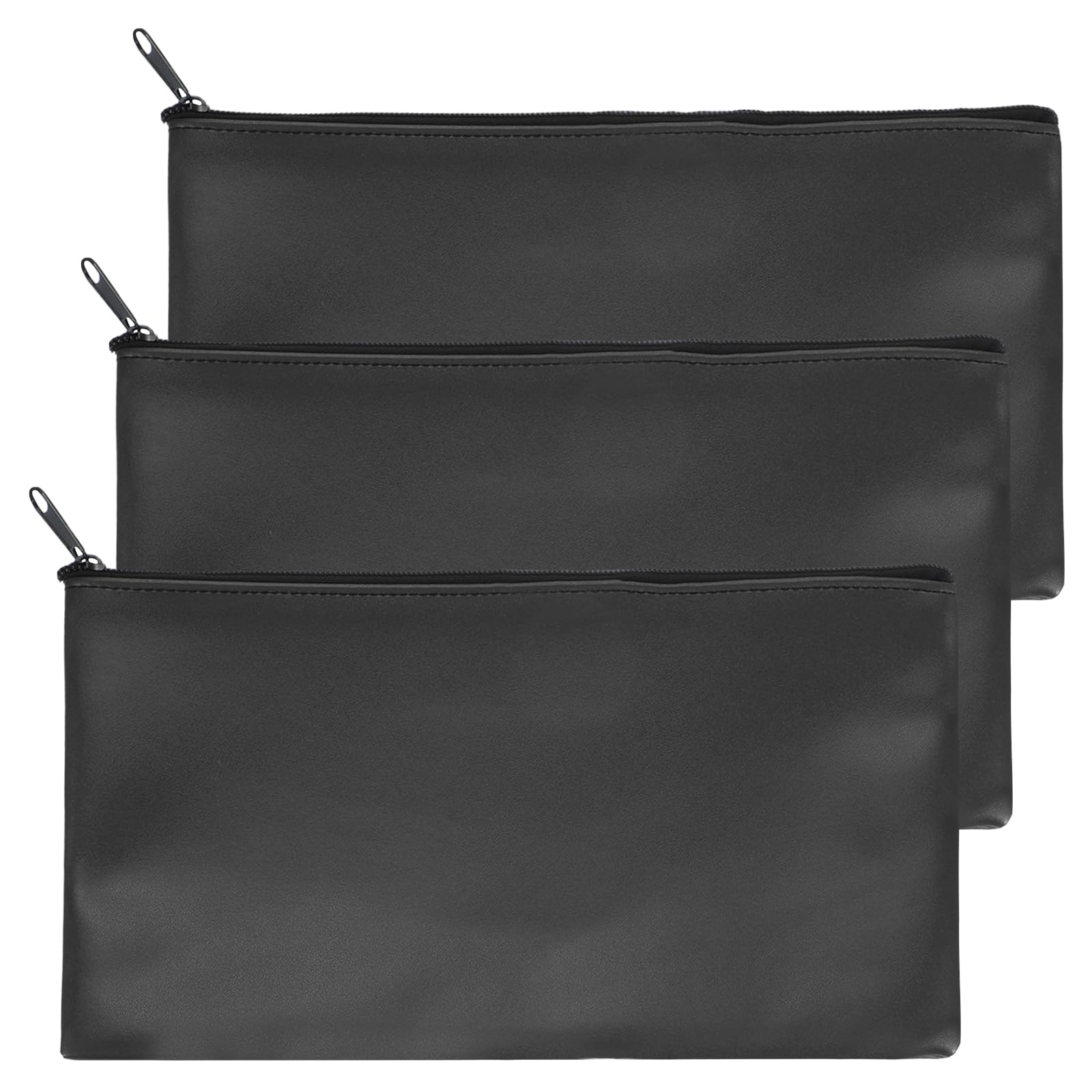PATIKIL 11"x 6" Bank Deposit Bag, 3Pcs Money Bag Bank Bag Security Money Pouch Receipt Holder for Tickets Coin Makeup Cosmetics Bills, Black